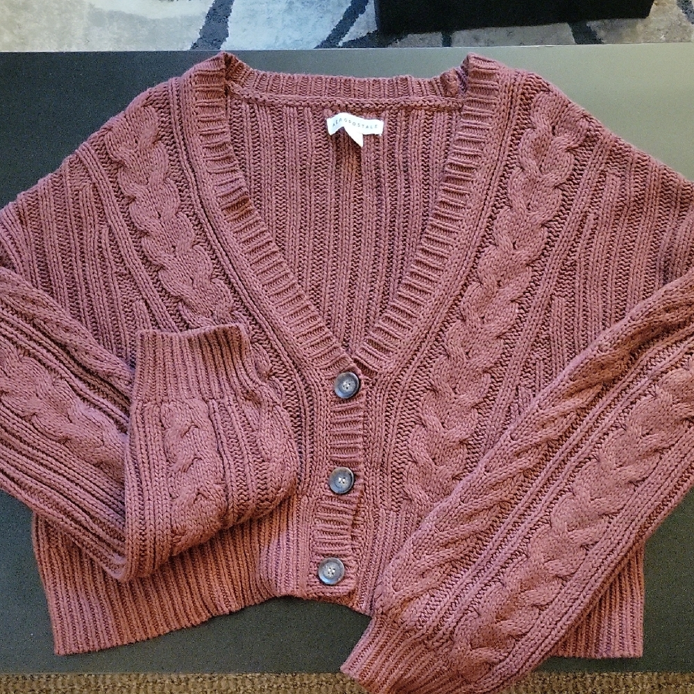 Aeropostale Cable Knit Button-Up Cardigan